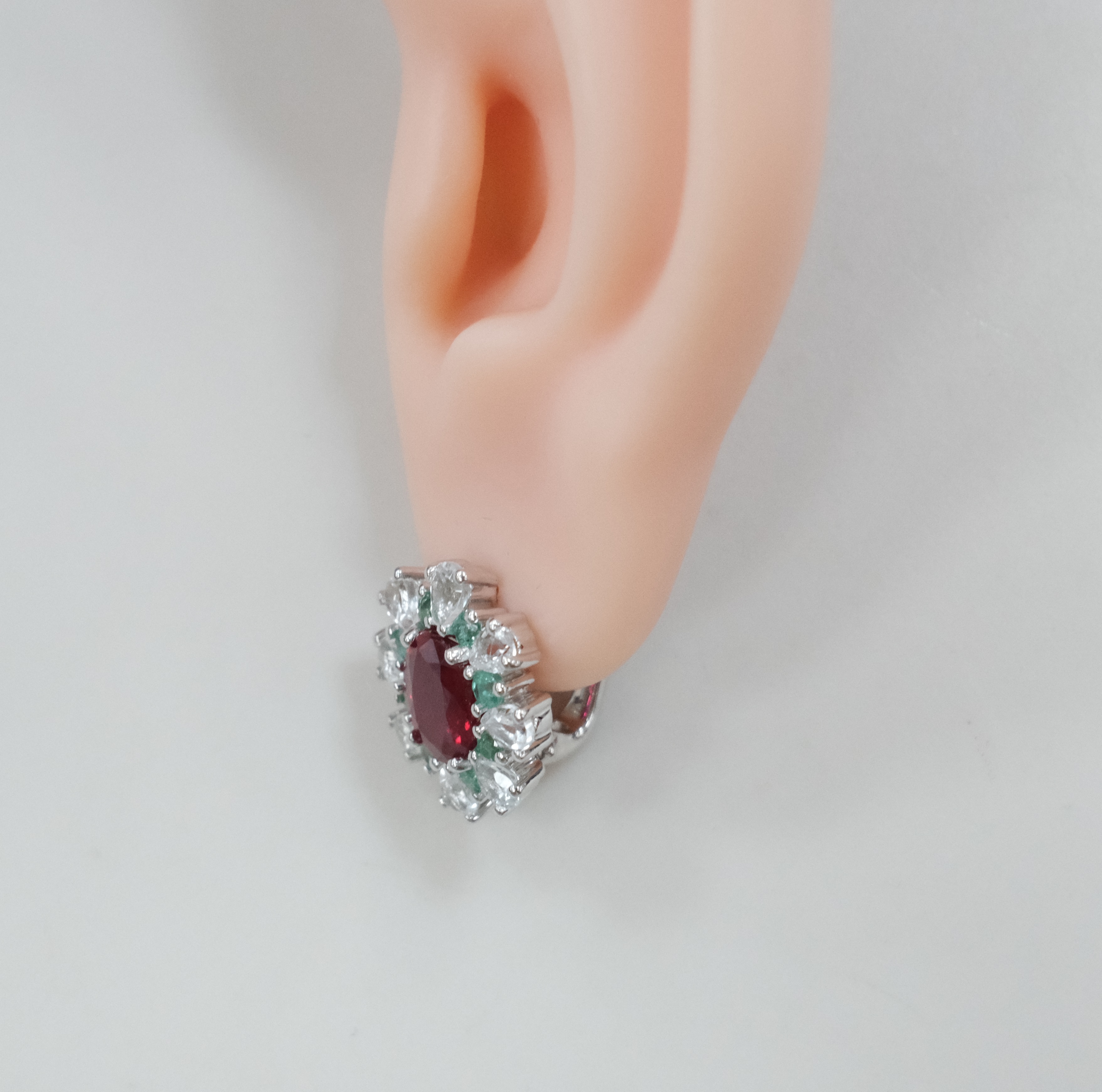 Серебряные серьги с рубинами